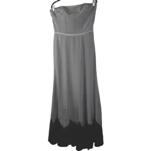 NICOLE MILLER Collection 10 Medium 100% Silk Maxi Gown Dress Formal Long Olive