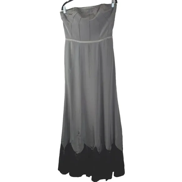 NICOLE MILLER Collection 10 Medium 100% Silk Maxi Gown Dress Formal Long Olive