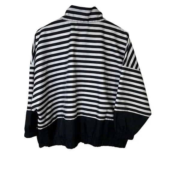 Nike Womens Black WhiteStripe Full Zip Jacket Windbreaker Gold Swoosh L