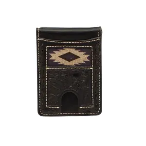 Nocona Bifold Money Clip Wallet Southwestern Buck Lacing Black