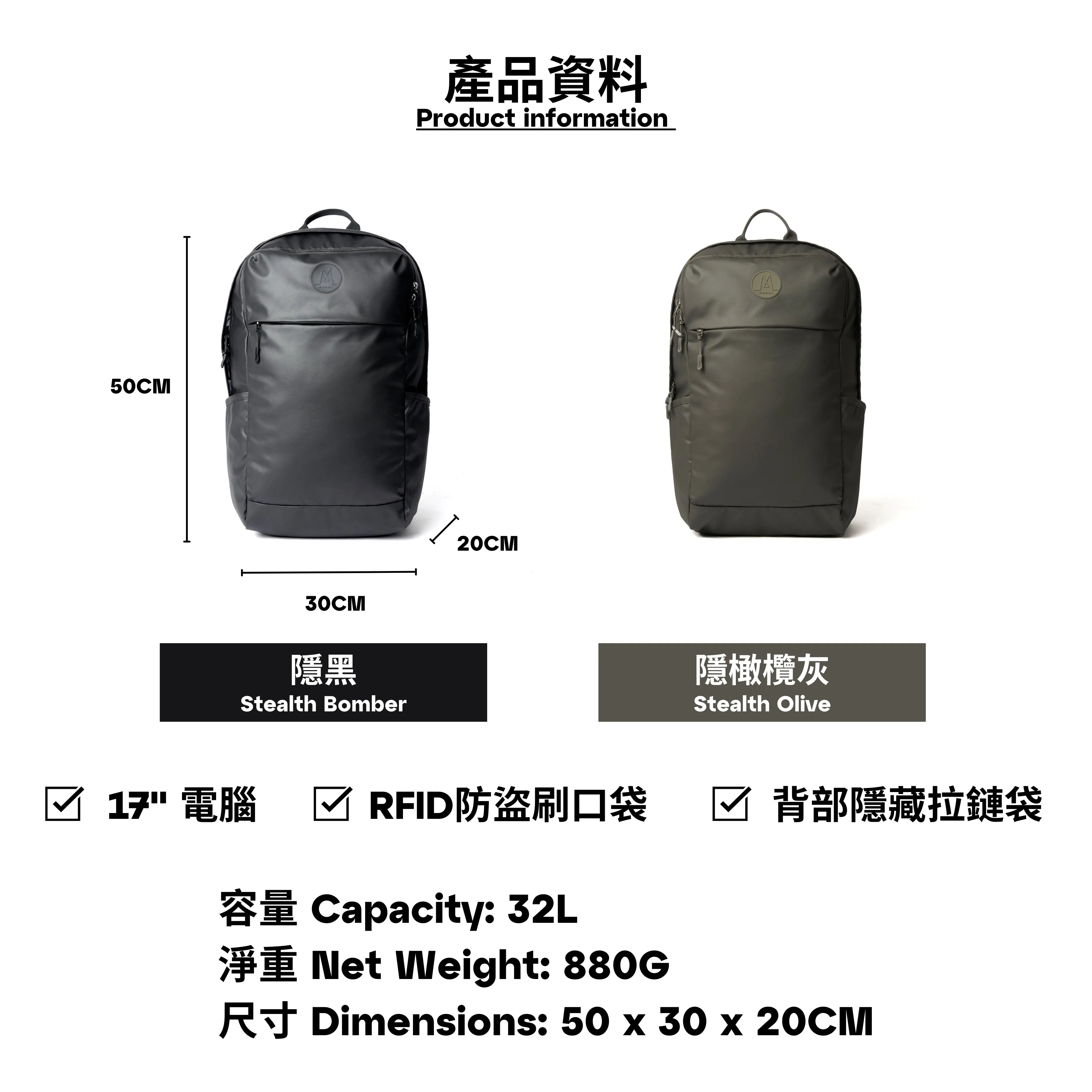 Nova Straya Laptop Backpack 32L - Stealth Bomber Edition