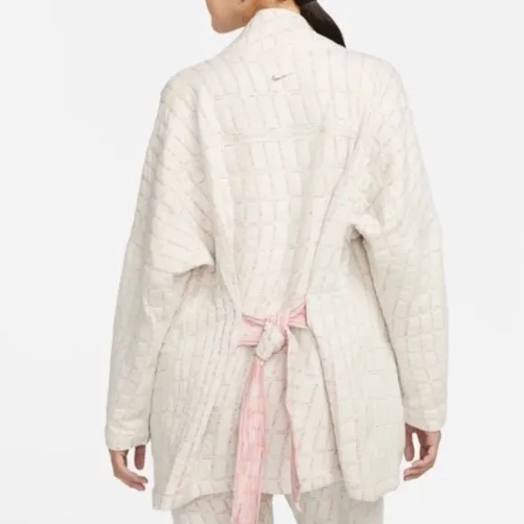 NWT Yoga Therma-FIT Luxe Reversible Sweater Cardigan Coat Pink White 2X
