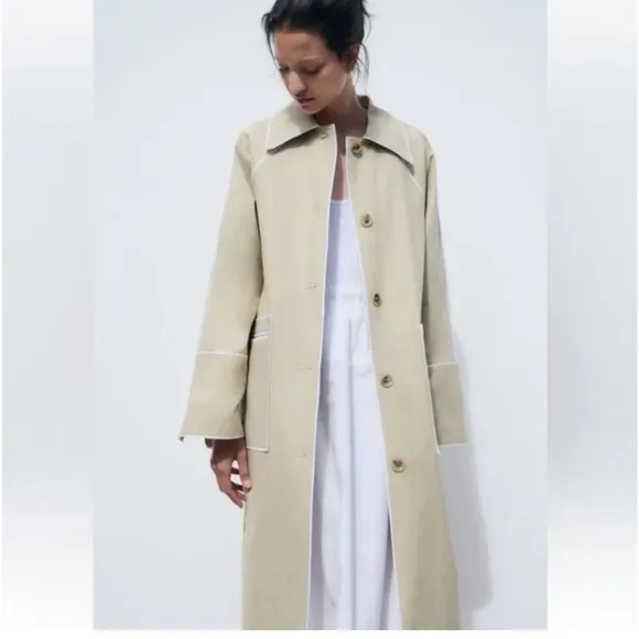 NWT Zara Oversized Contrast Coat SZ L NWT