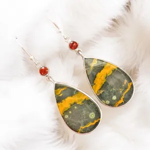 Ocean Jasper Solid 925 Sterling Silver Earrings