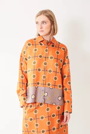 Odeeh Silk Abstract Trellis Motif Blouse