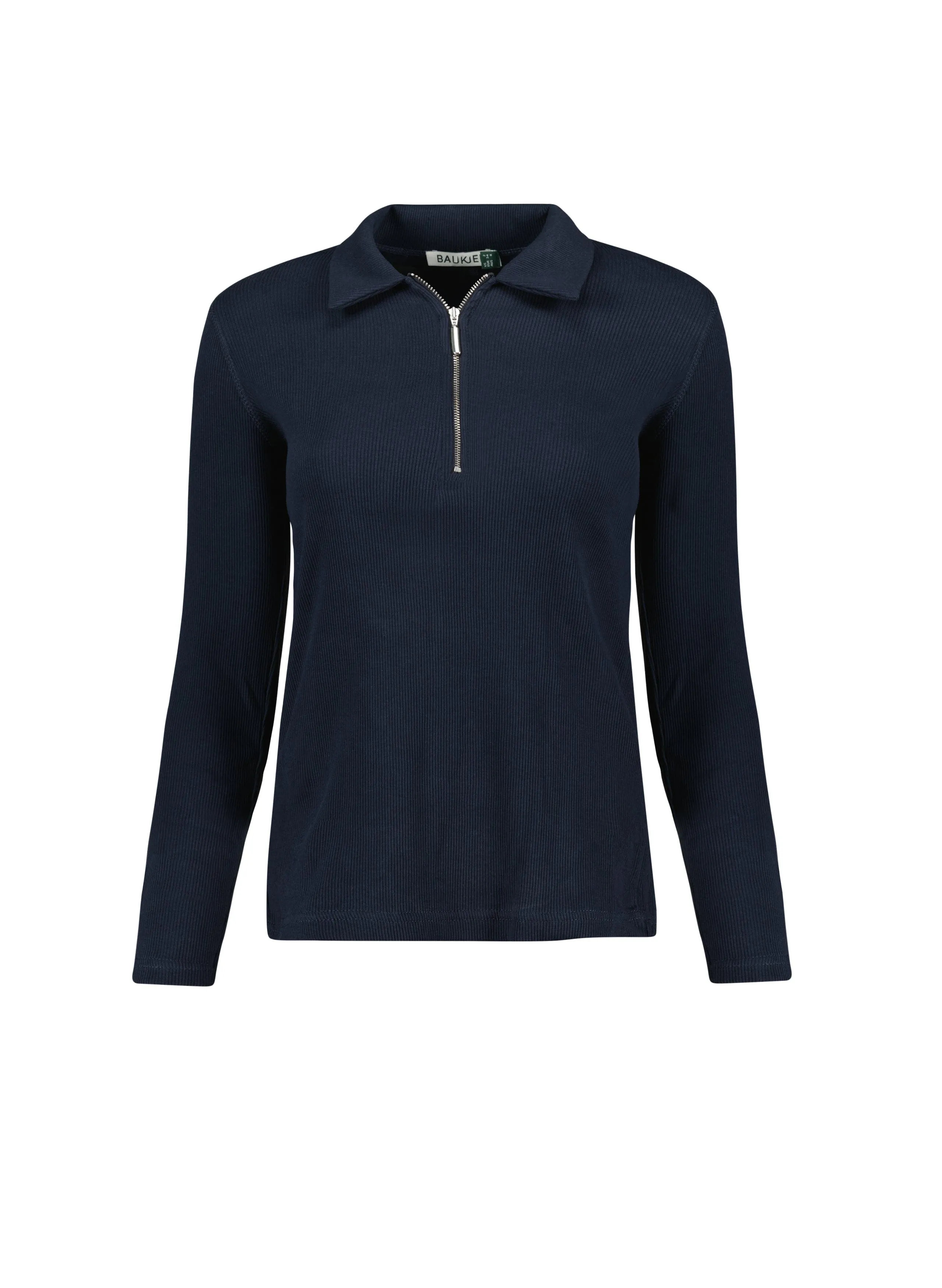 Organic Cotton Zip Collar Top | Classic Navy
