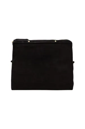 Oversized Suede Banker Clutch Bag