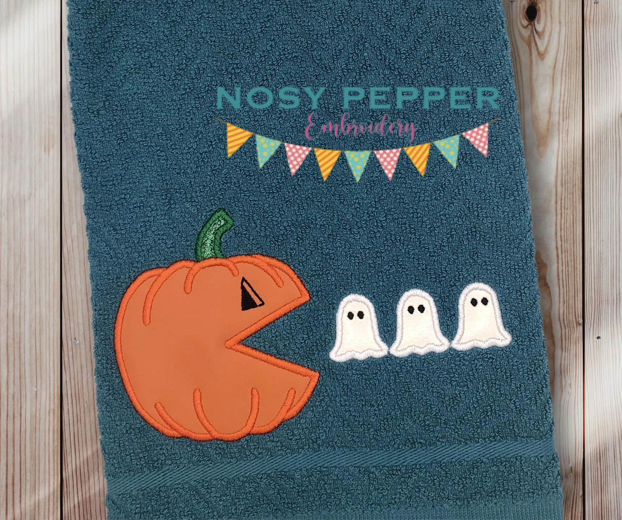 Pac Pumpkin machine embroidery design (4 sizes and 2 versions included) DIGITAL DOWNLOAD