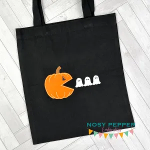 Pac Pumpkin machine embroidery design (4 sizes and 2 versions included) DIGITAL DOWNLOAD
