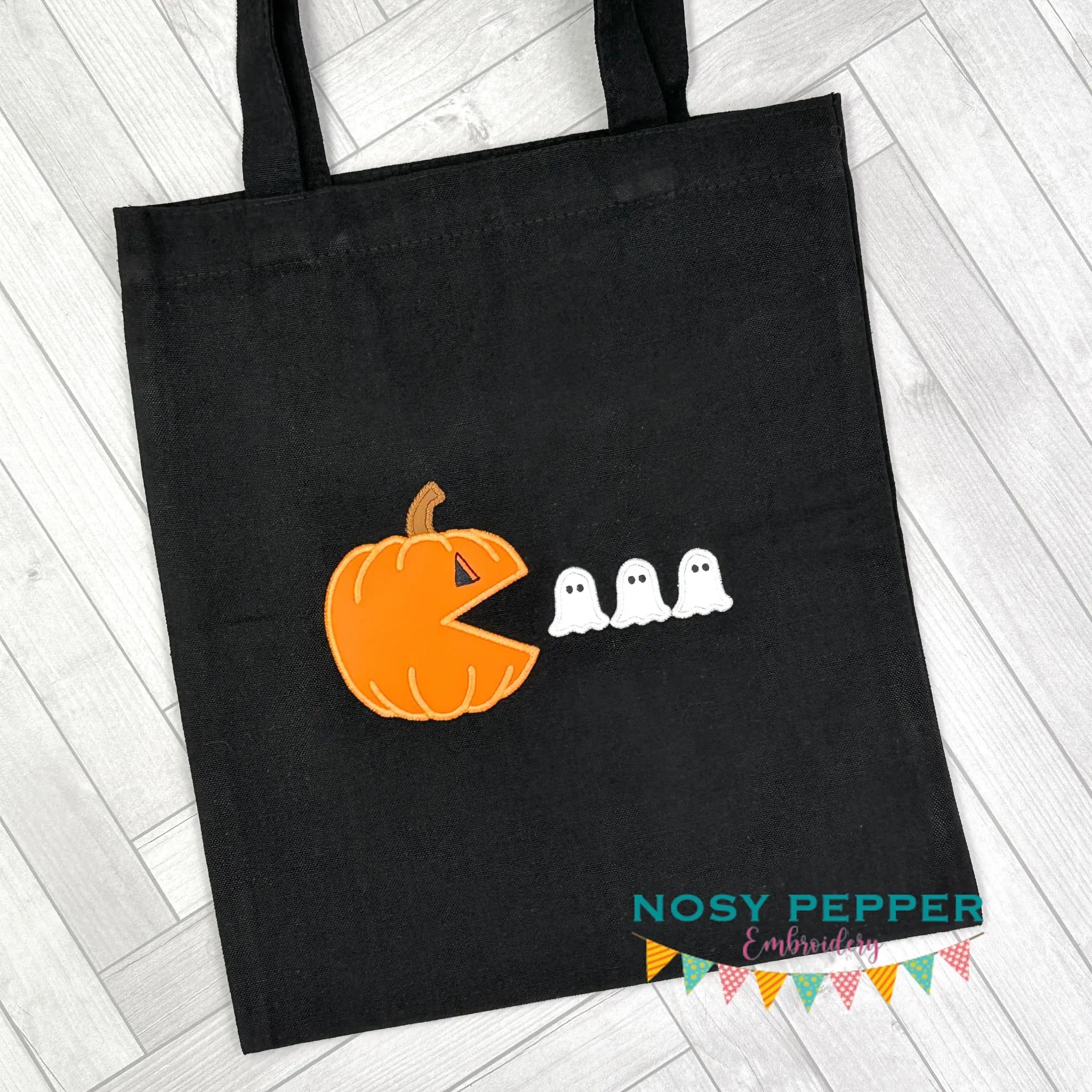 Pac Pumpkin machine embroidery design (4 sizes and 2 versions included) DIGITAL DOWNLOAD