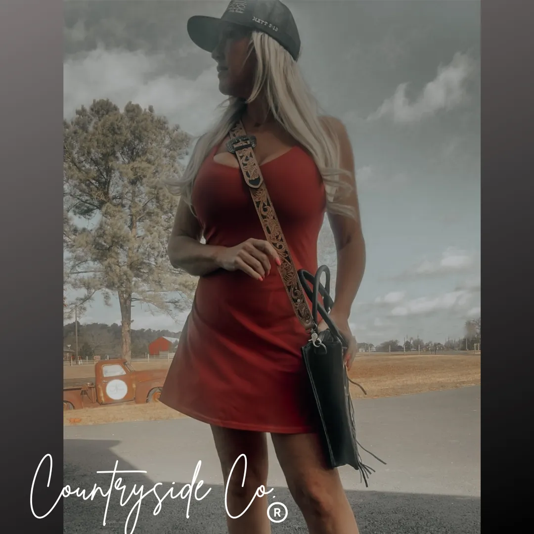 Panhandle Tooled Leather Cowhide Conceal Carry Tote, Computer Bag by Countryside Co.