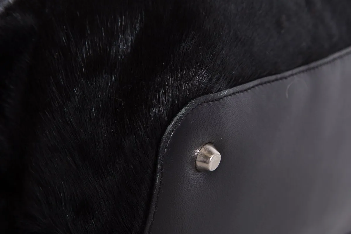 Paola Del Lungo Black Pony Hair & Leather Shoulder Bag
