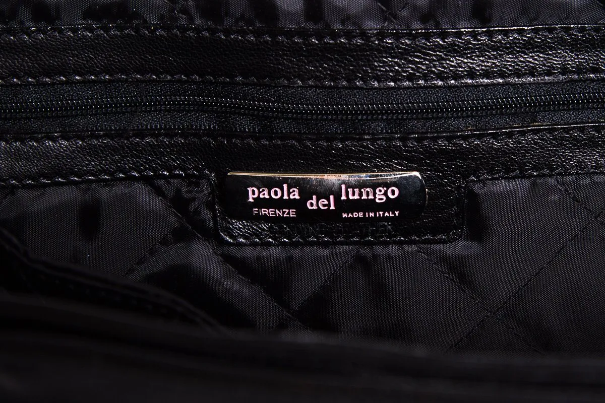 Paola Del Lungo Black Pony Hair & Leather Shoulder Bag