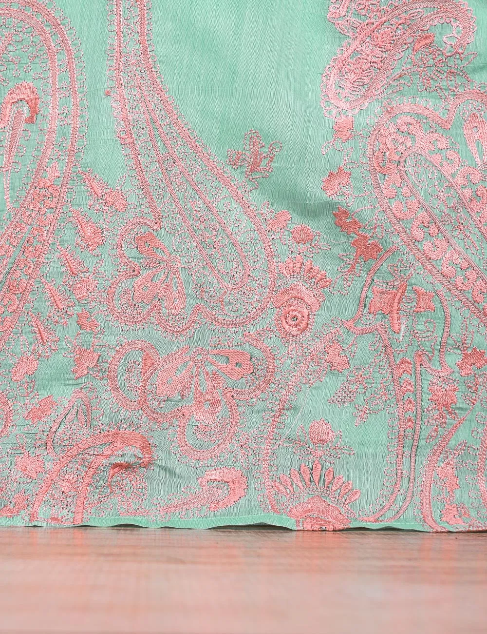 Paper Cotton Embroidered Stitched Kurti - (TS-091A-SeaGreen)