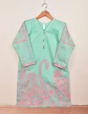 Paper Cotton Embroidered Stitched Kurti - (TS-091A-SeaGreen)