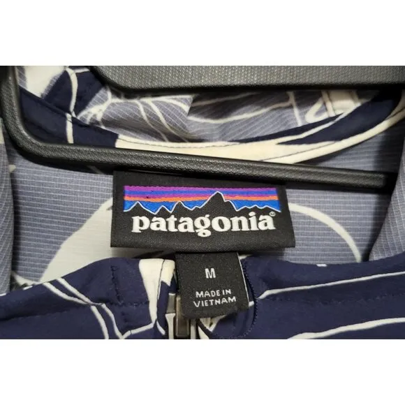 PATAGONIA Bajadas Hoody Jacket Lightweight UPF Protection Blue Floral Full Zip