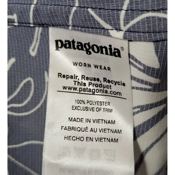 PATAGONIA Bajadas Hoody Jacket Lightweight UPF Protection Blue Floral Full Zip