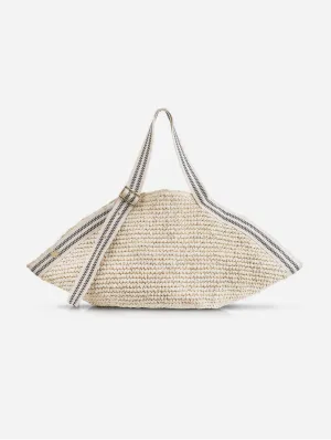 Penge Raffia Shoulder Bag | Black & Cream Stripe