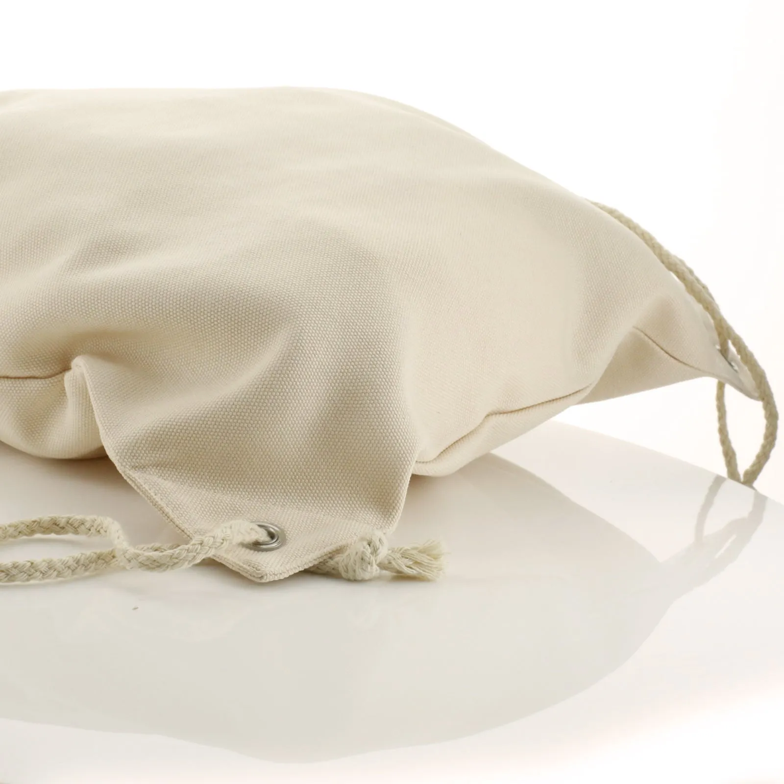 Personalised Canvas Drawstring Backpack with Welcoming Text and Embracing Mum and Baby Hippos