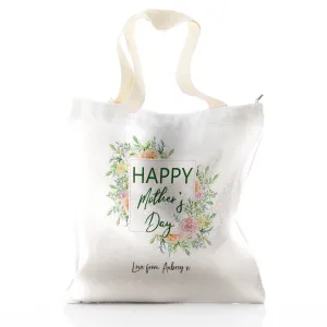 Personalised Glitter Tote Bag with Stylish Text and Floral Mother’s Day Message