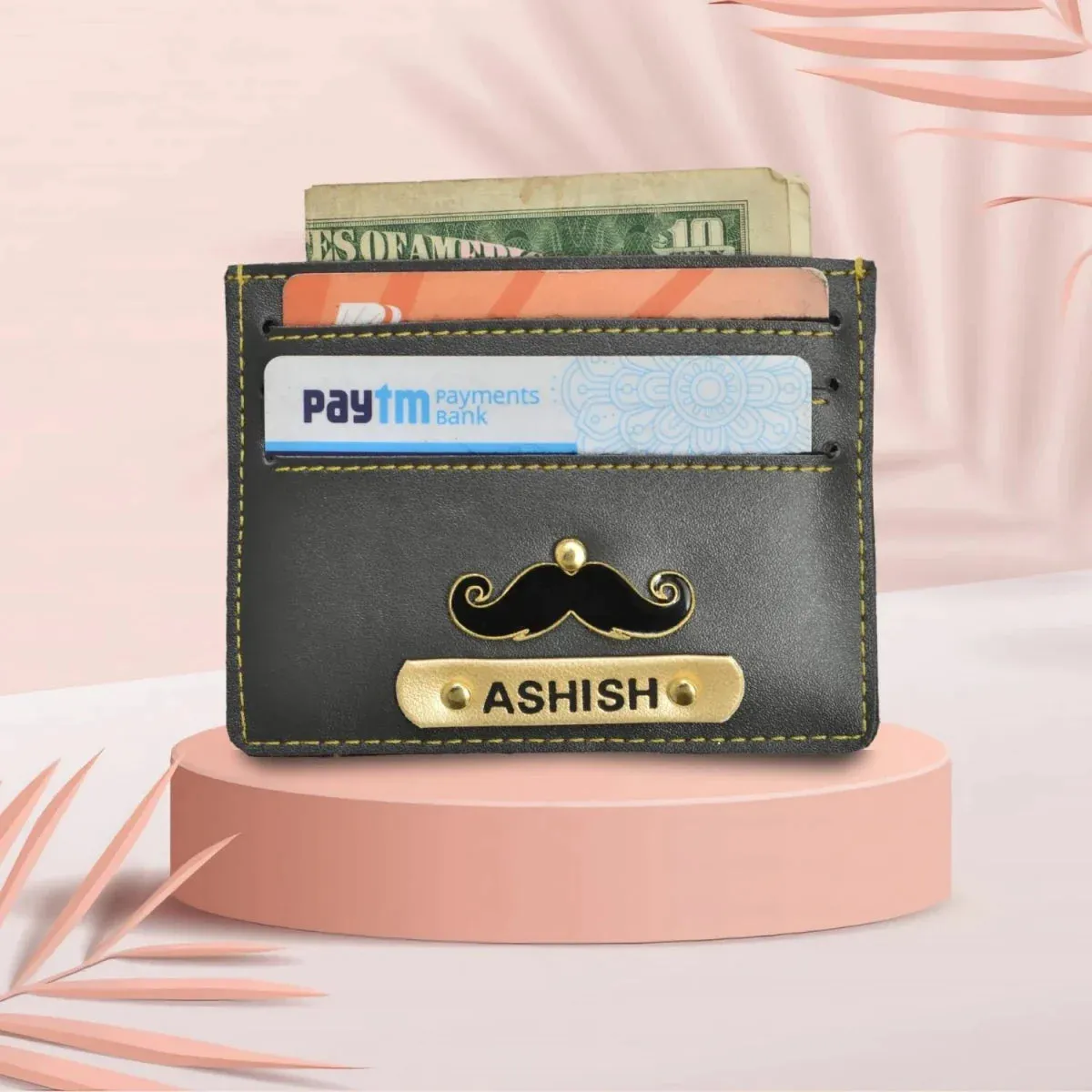 Personalized Vegan Leather Unisex Card Wallet - Grey