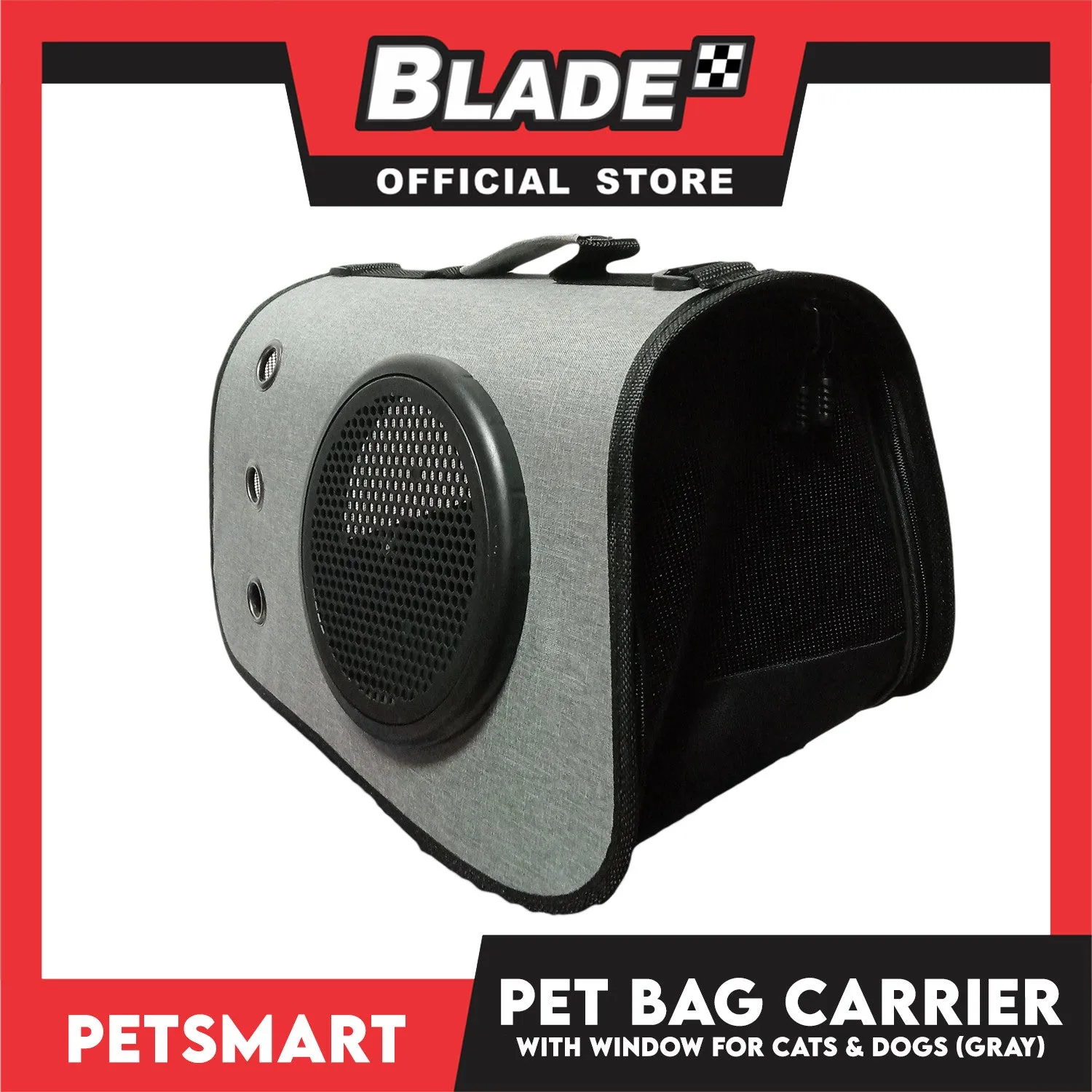 Pet Bag Carrier with Window for Cats and Dogs (Gray) 41cm x 26cm x 25cm