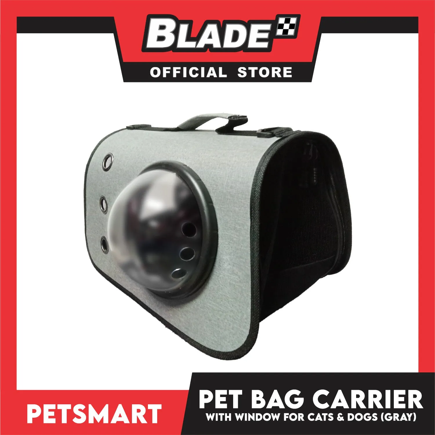 Pet Bag Carrier with Window for Cats and Dogs (Gray) 41cm x 26cm x 25cm