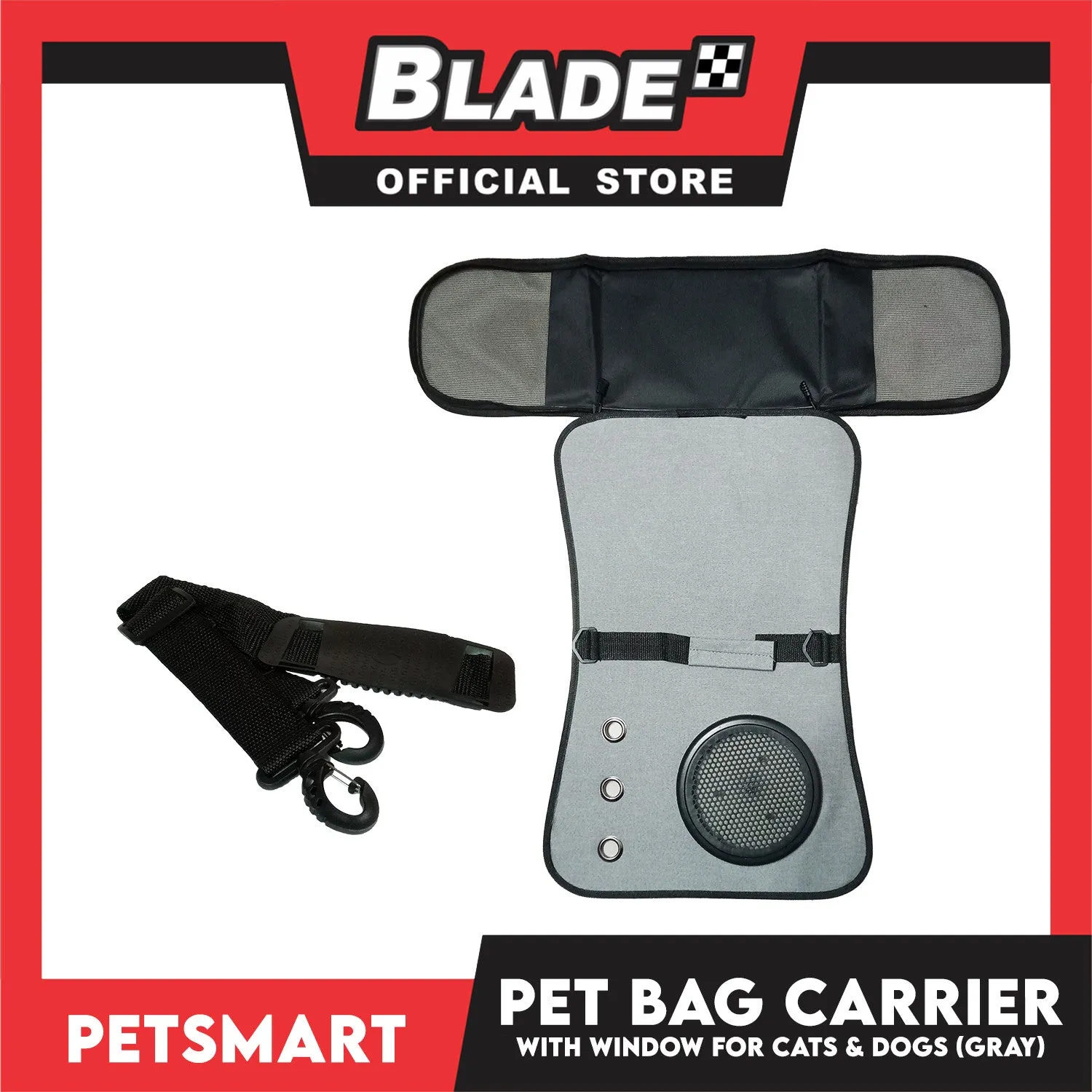 Pet Bag Carrier with Window for Cats and Dogs (Gray) 41cm x 26cm x 25cm
