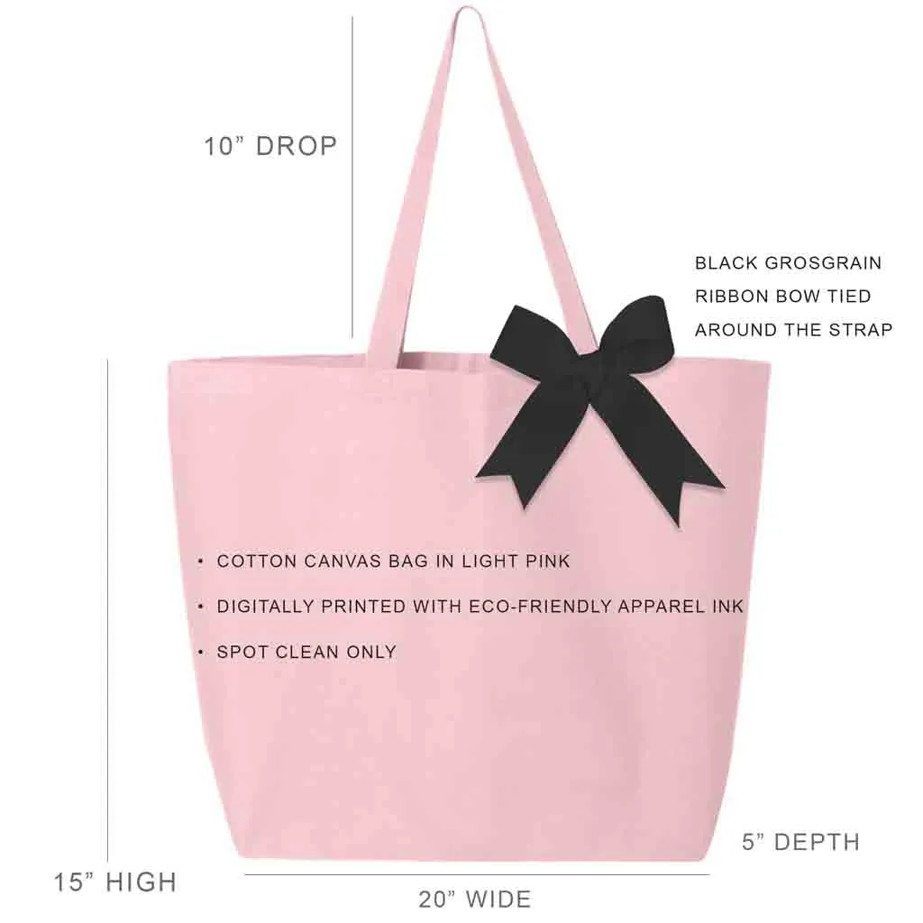 Pi Beta Phi Pink Canvas Tote Bag with Black Bow