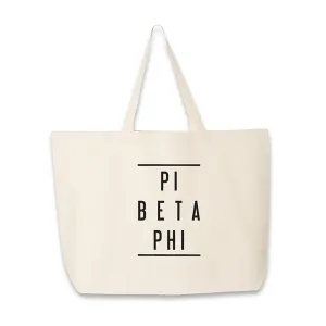 Pi Beta Phi Sorority Printed on a Natural Canvas Tote Bag