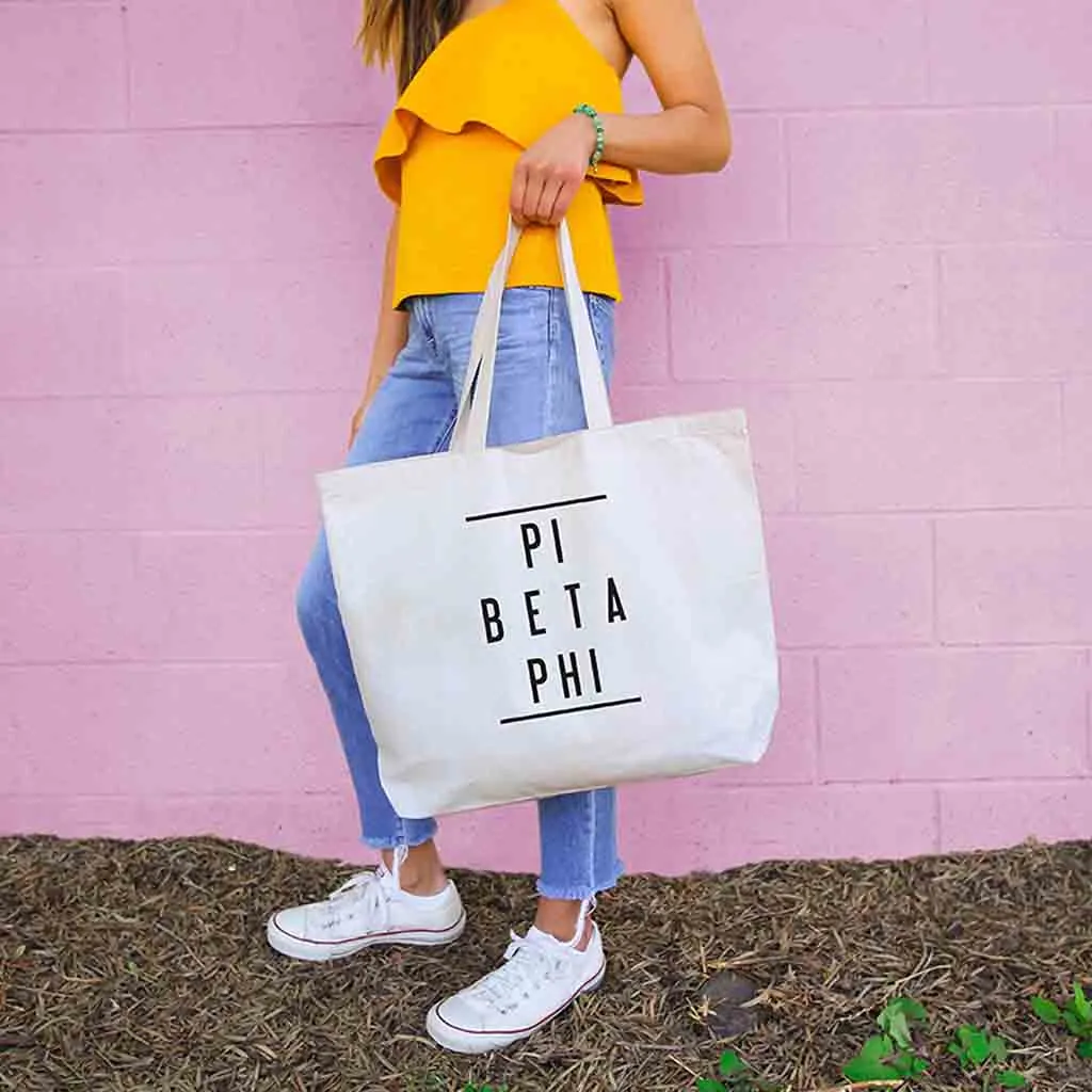 Pi Beta Phi Sorority Printed on a Natural Canvas Tote Bag