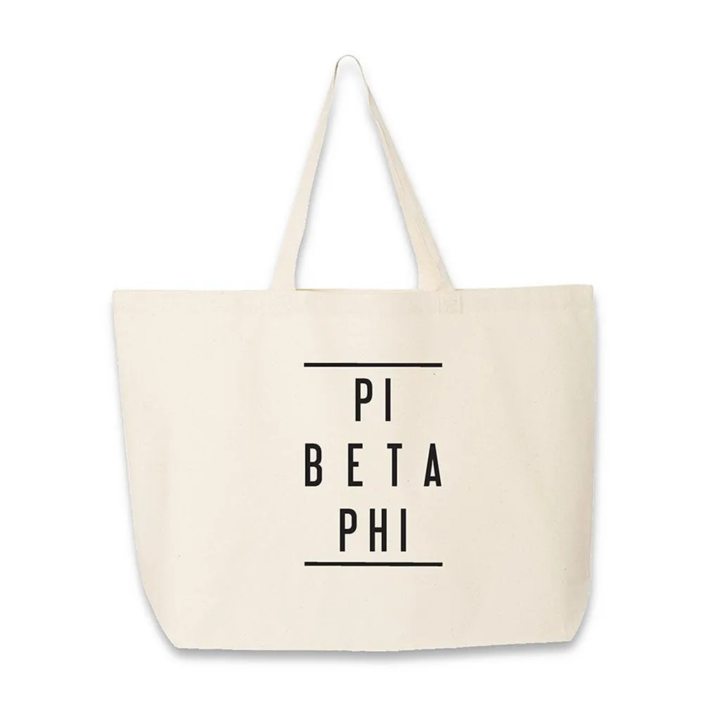Pi Beta Phi Sorority Printed on a Natural Canvas Tote Bag
