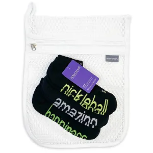 Pickleball, happiness, amazing: laundry bag 3-pair sock gift set