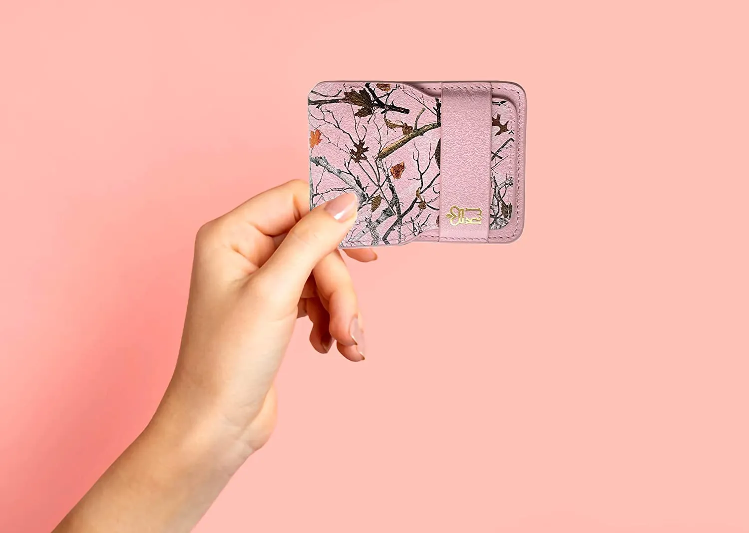 Pink Camo Wallet Leather Minimalist Wallet Unique Camouflage Design