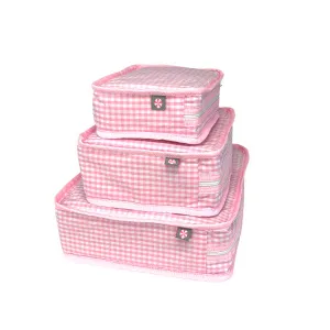 Pink Gingham Packing Cube Stacking Set