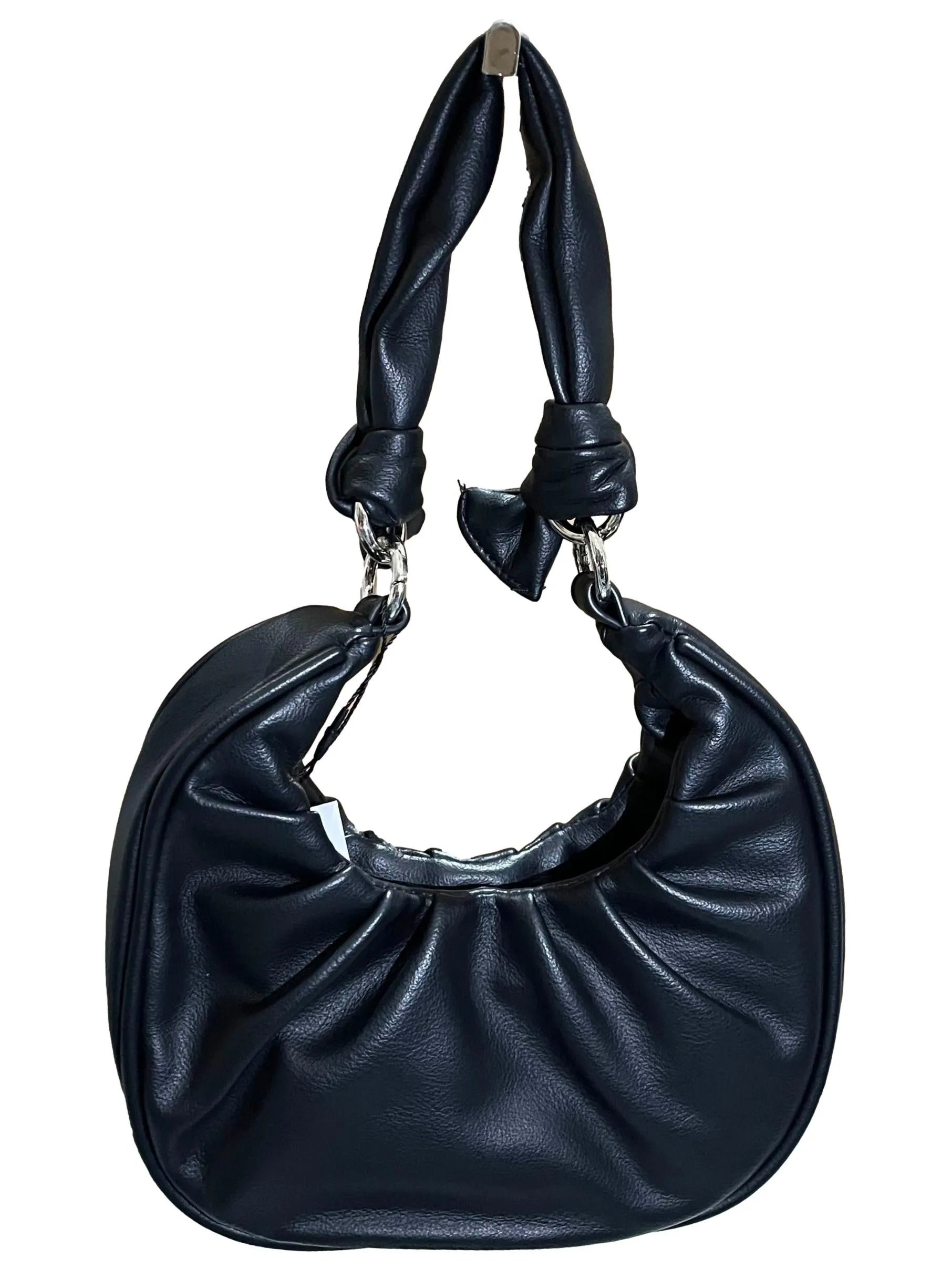 Pleated Moon Shape Shoulder Bag - Black
