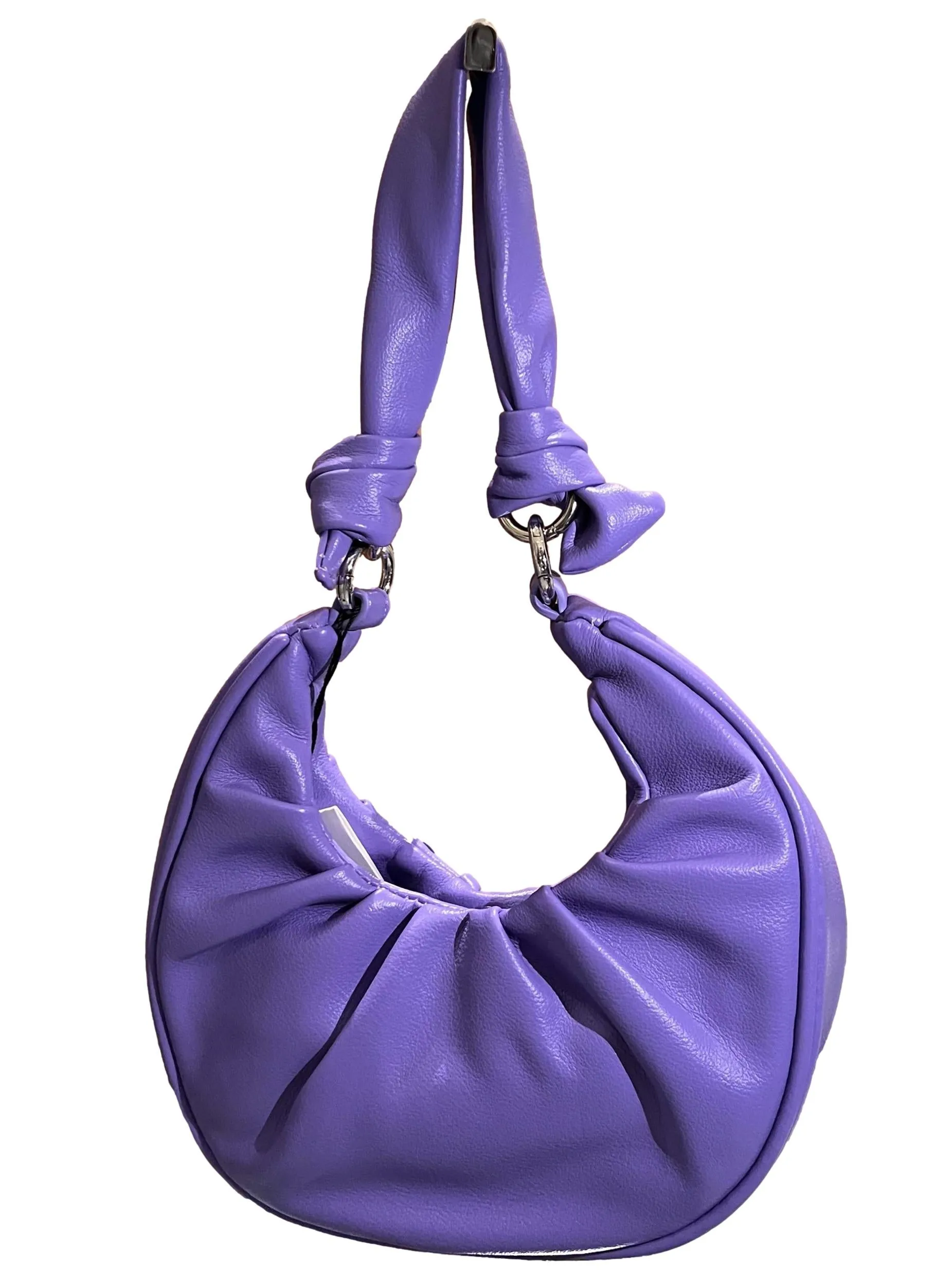 Pleated Moon Shape Shoulder Bag - Purple