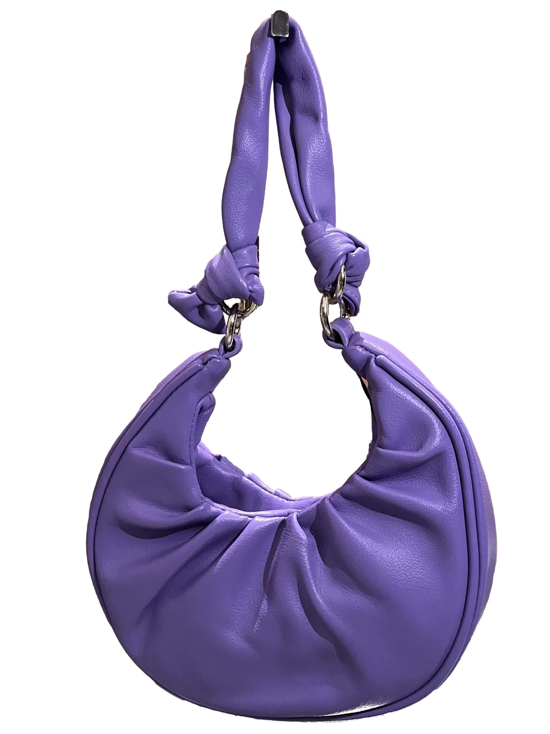 Pleated Moon Shape Shoulder Bag - Purple