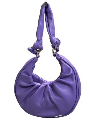 Pleated Moon Shape Shoulder Bag - Purple