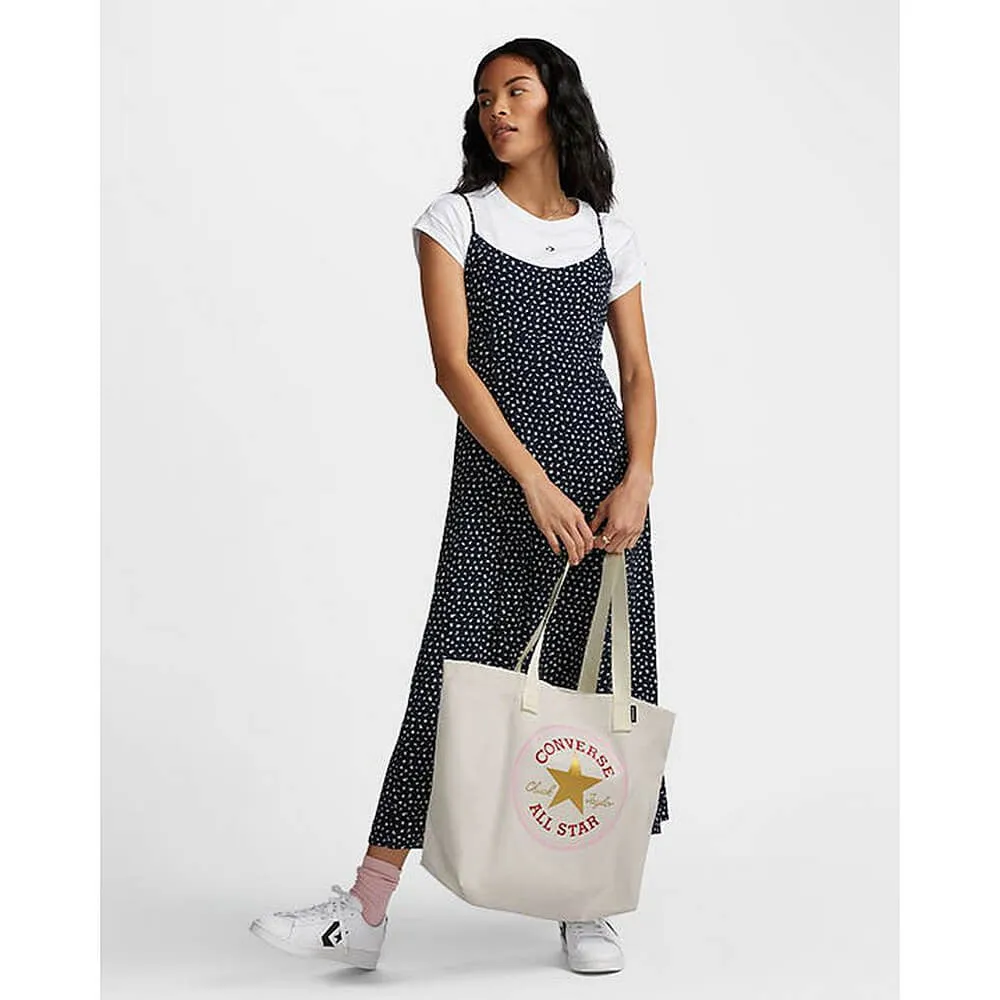 Plátenná taška Converse Radiating Love Tote BAG All Star Patch krémovo-biela