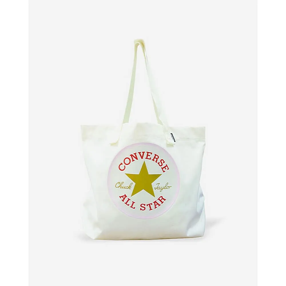 Plátenná taška Converse Radiating Love Tote BAG All Star Patch krémovo-biela
