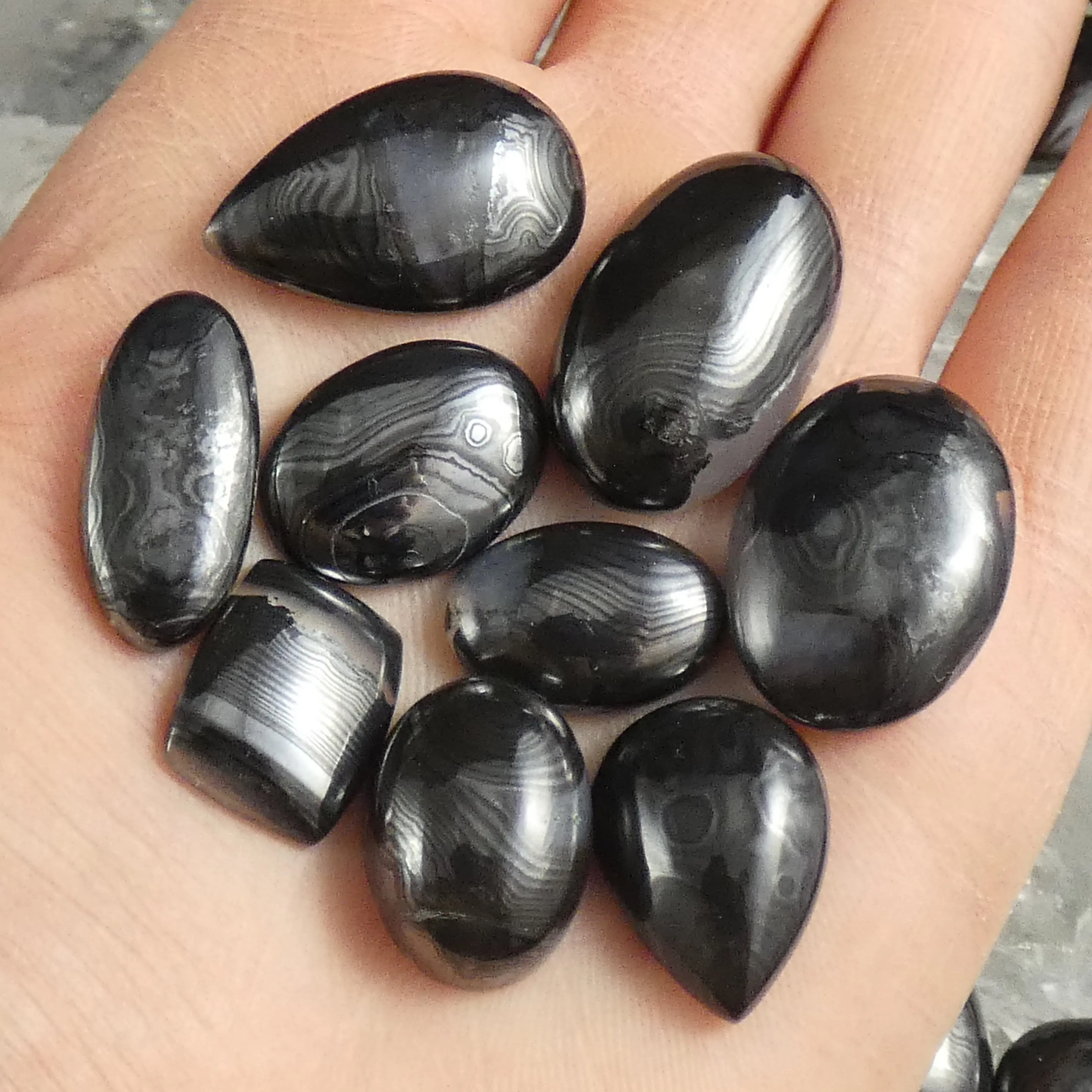 Polished Psilomelane Cabochons