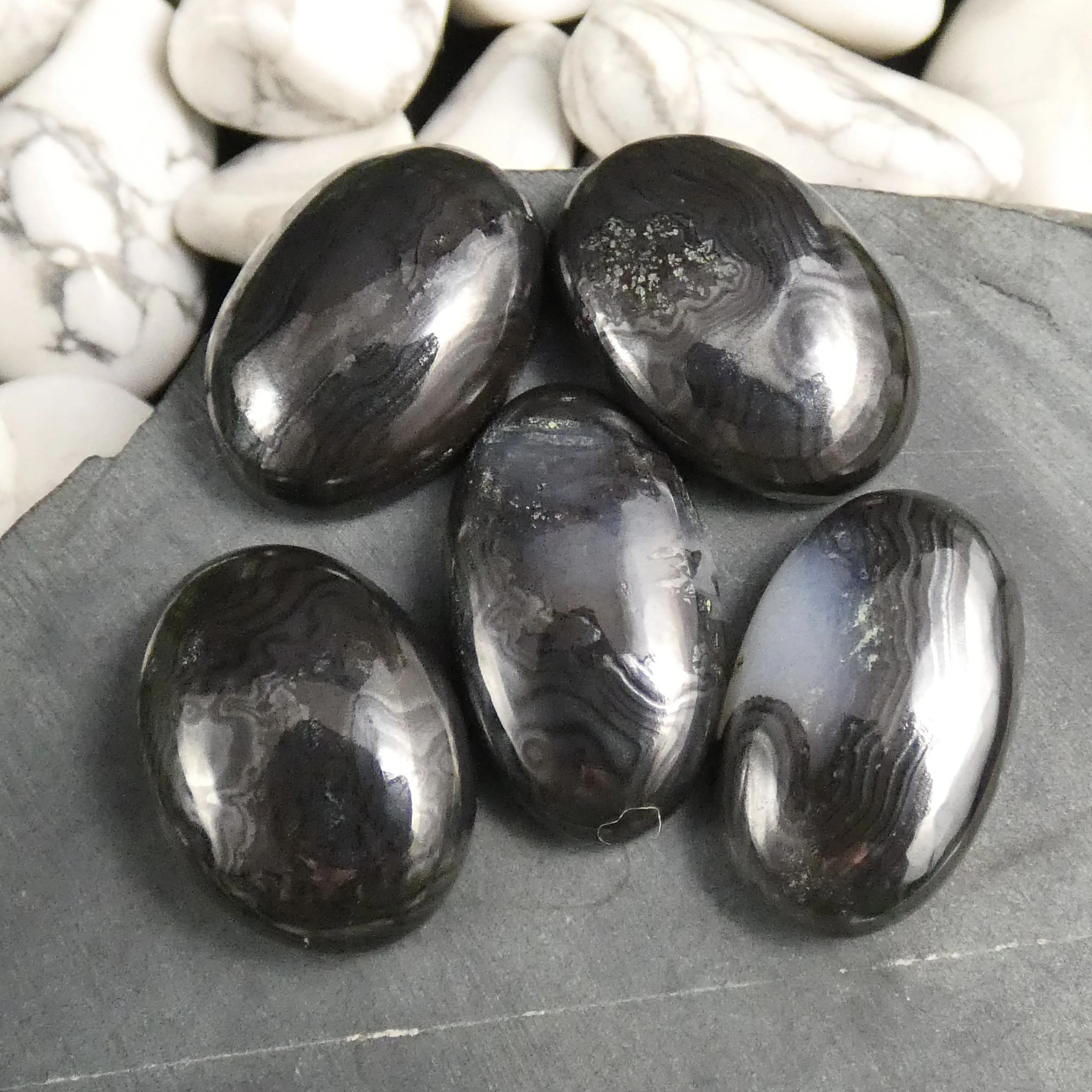 Polished Psilomelane Cabochons