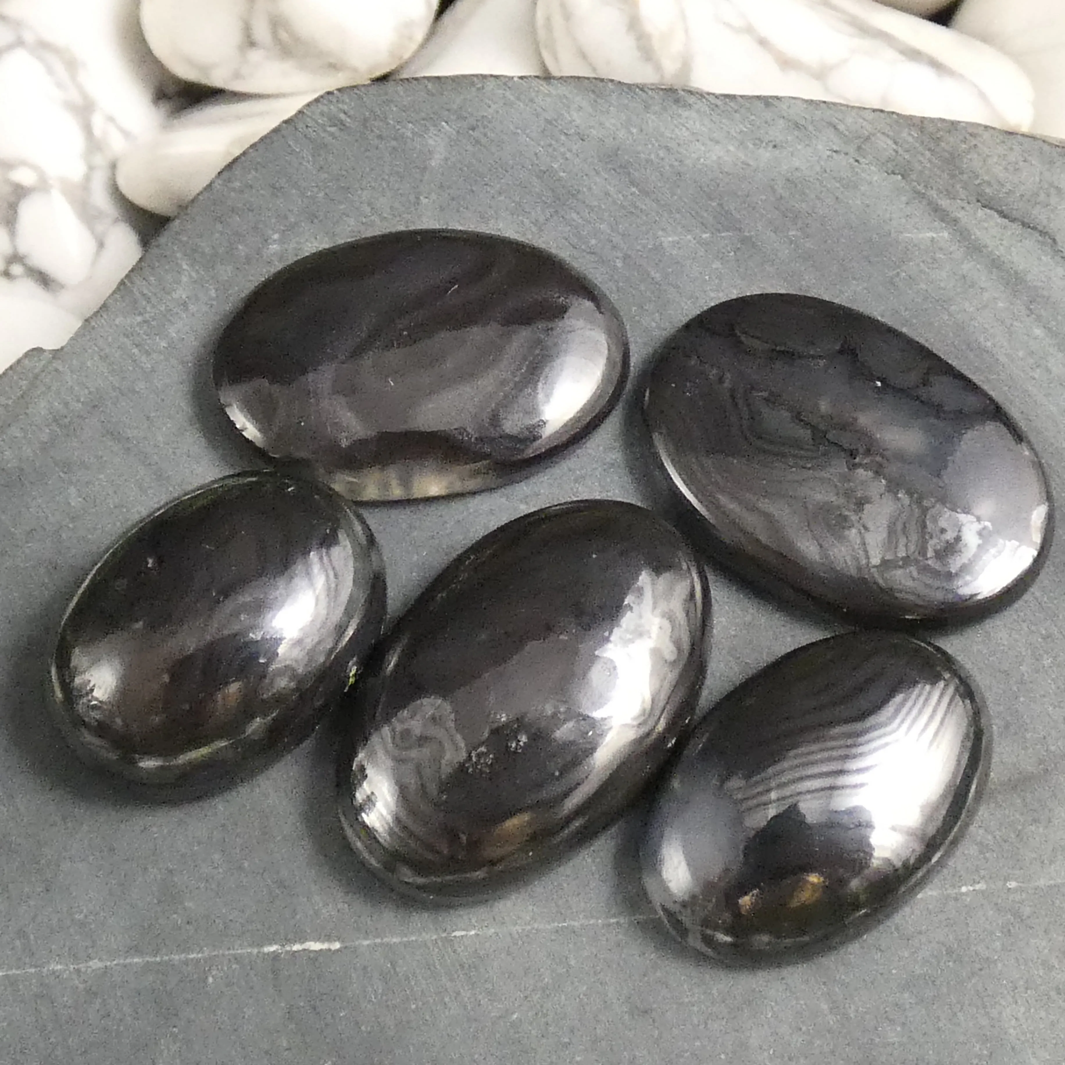 Polished Psilomelane Cabochons