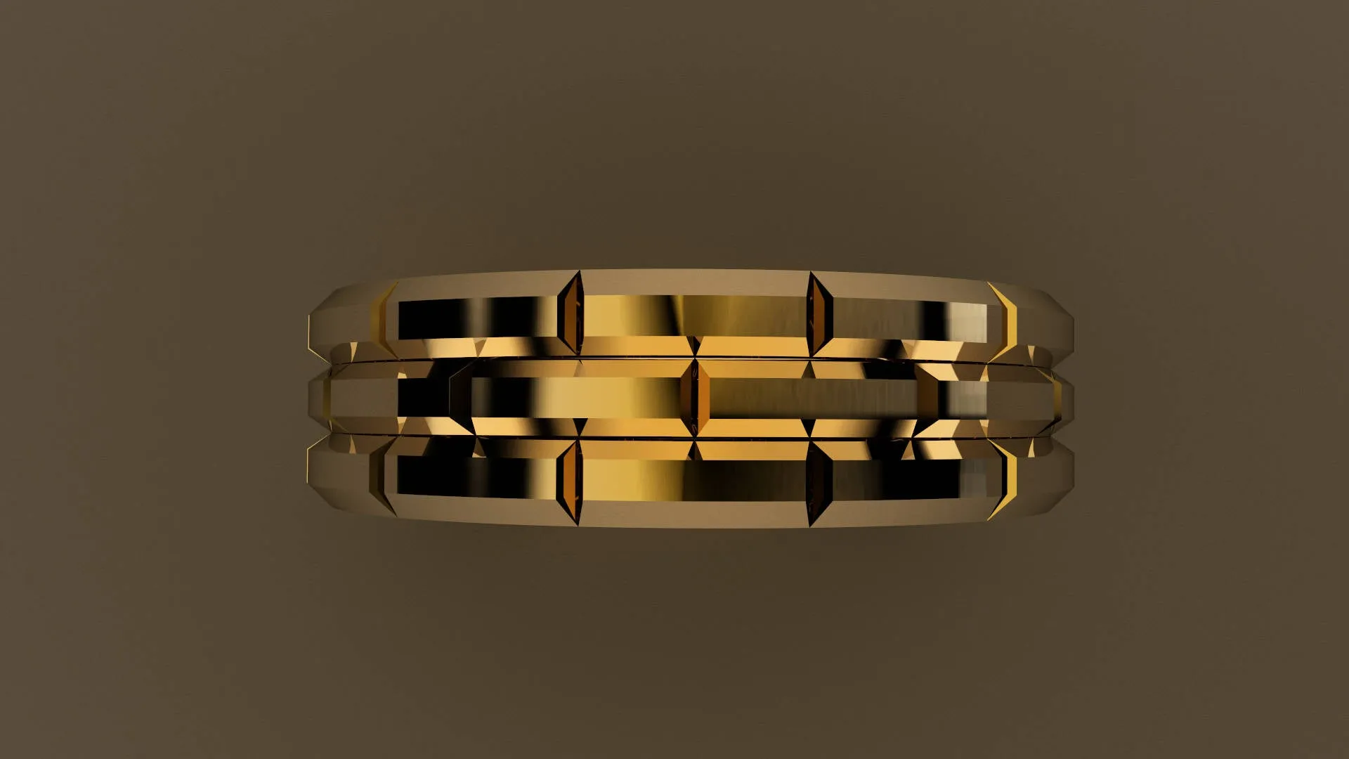 Polished Yellow Gold 6mm Brick Pattern Wedding Band