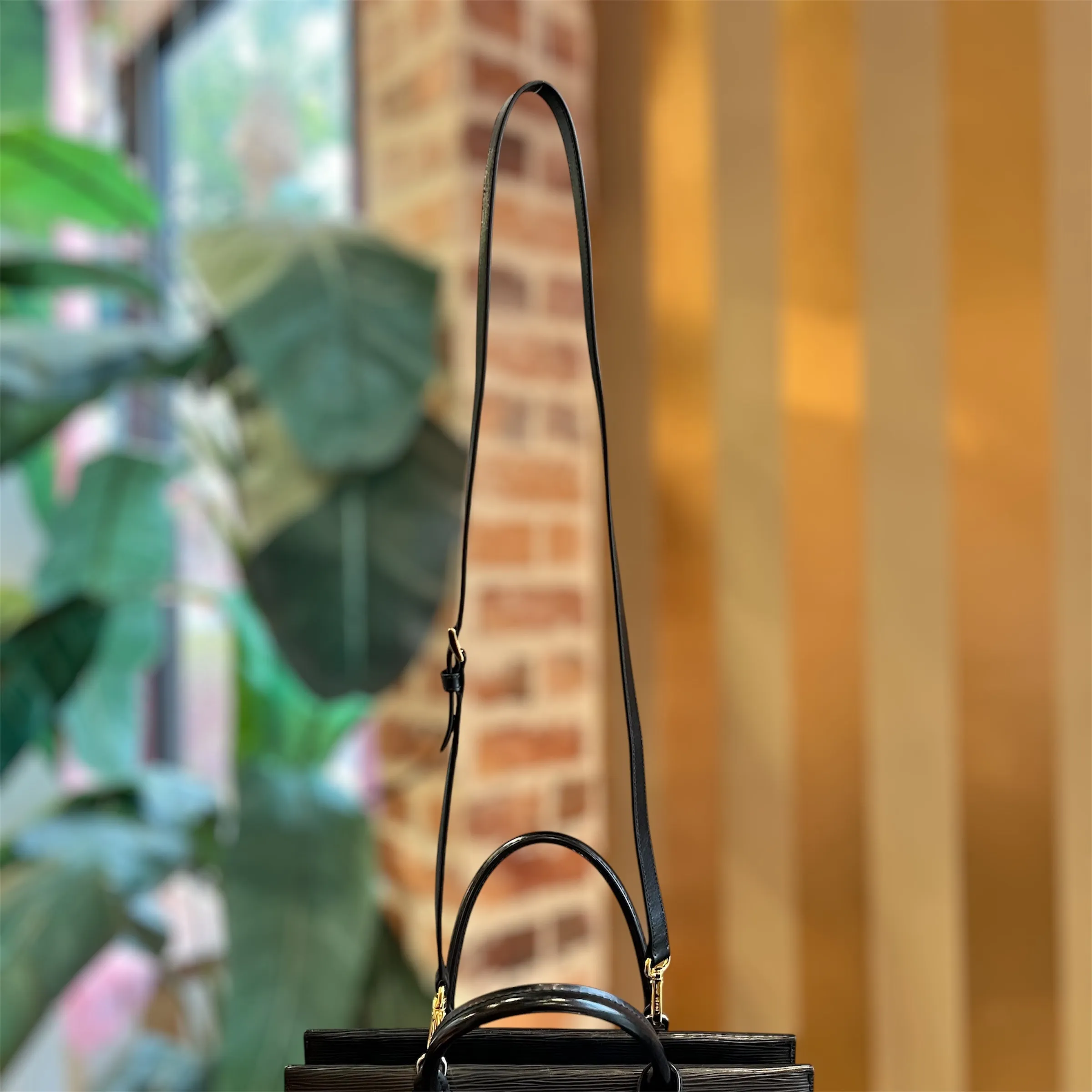 PRADA Black Leather 15MM Bag Strap