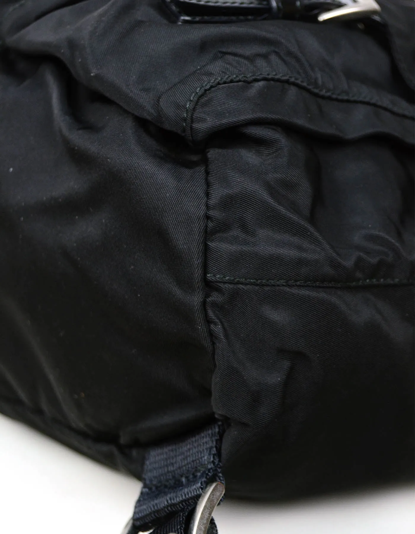 Prada Black Nylon Small Backpack Bag w/ Front Buckle Pockets