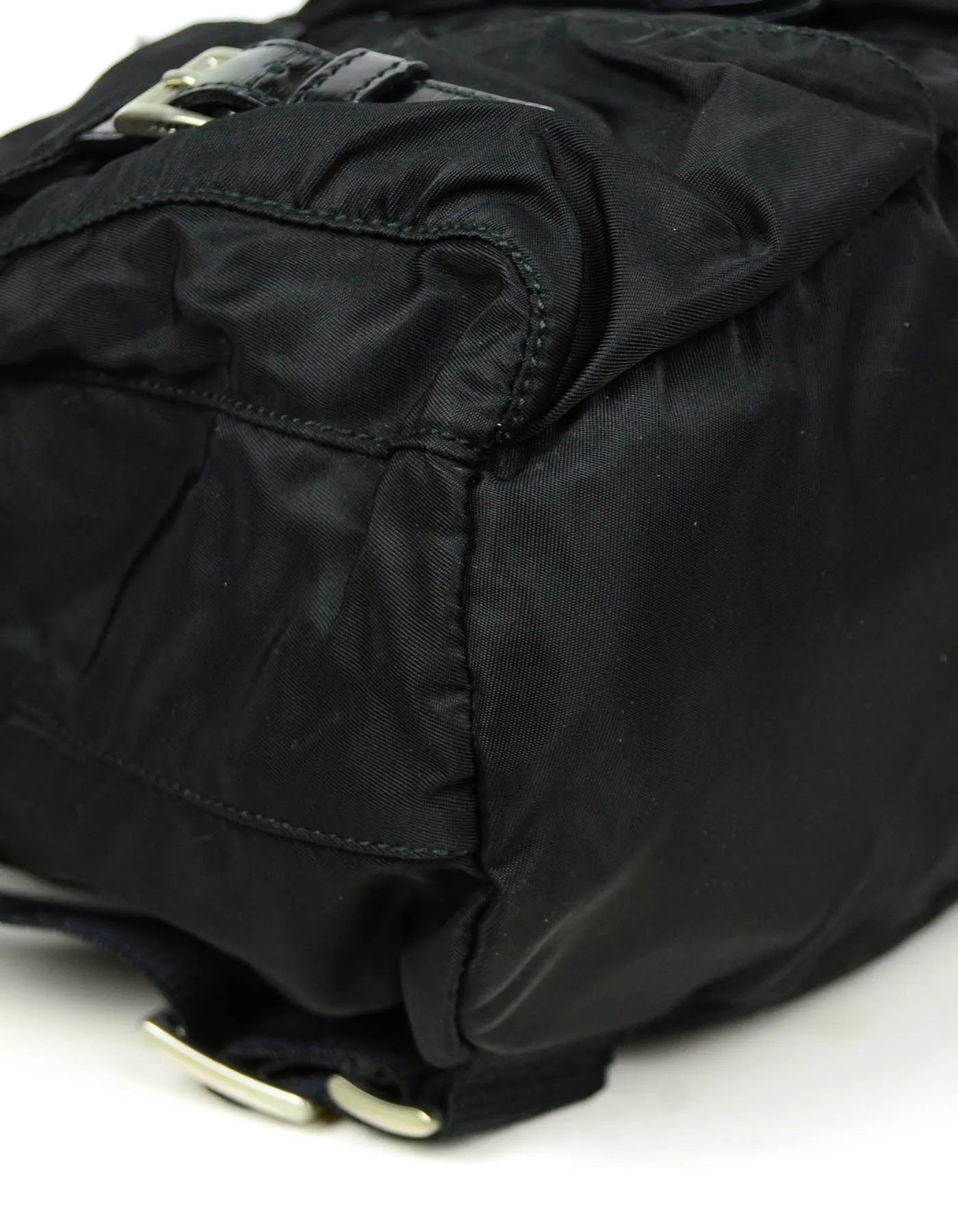 Prada Black Nylon Small Backpack Bag w/ Front Buckle Pockets