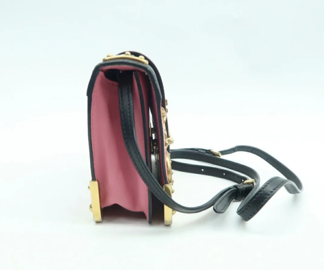 Prada Cahier Pink & Black Leather Shoulder Bag