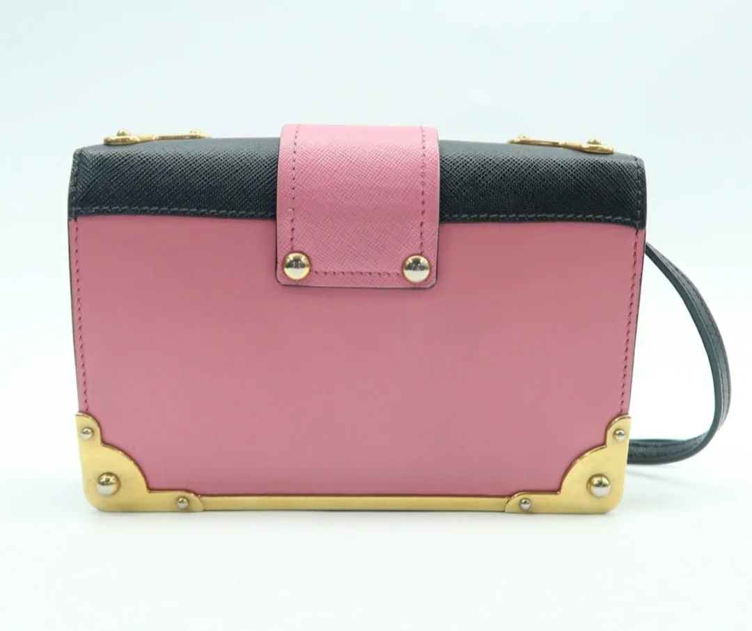 Prada Cahier Pink & Black Leather Shoulder Bag